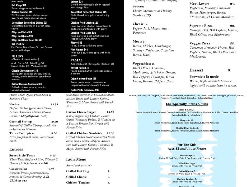 Hemmingway's Possum Kingdom Menu