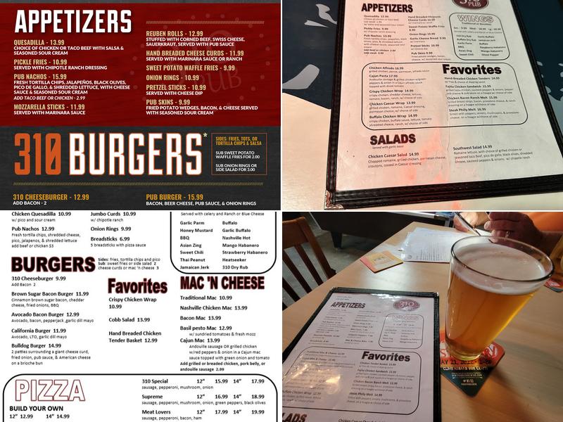 310 Pub Menu