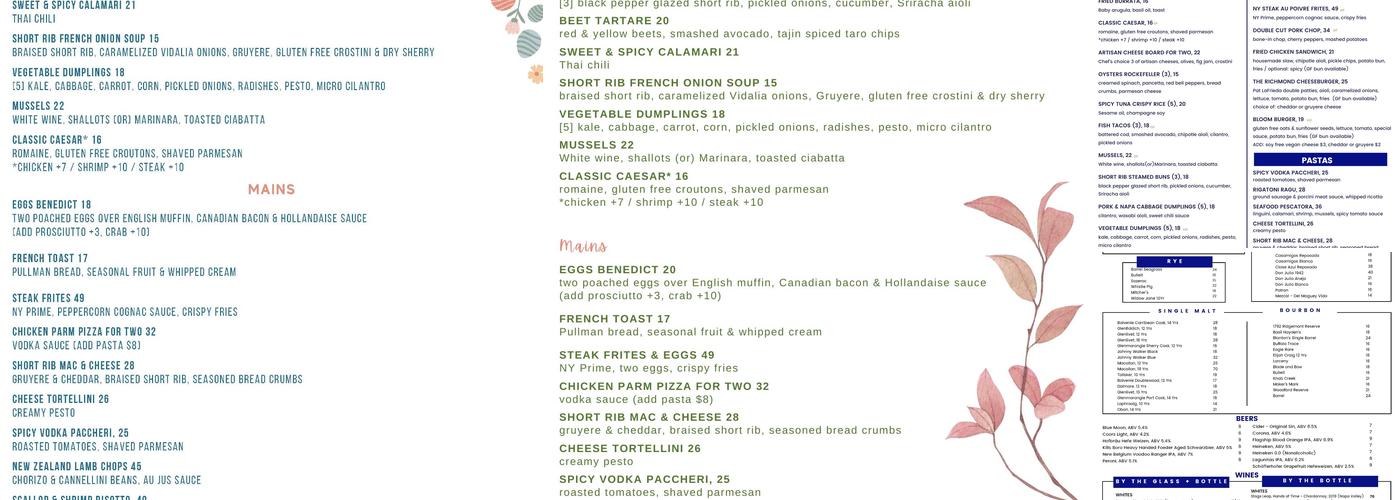 The Richmond Menu