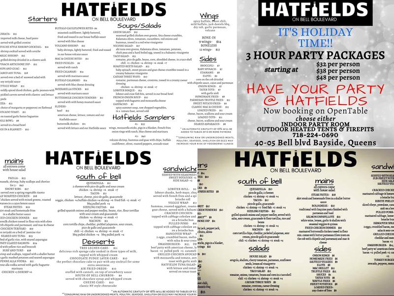 Hatfields Menu