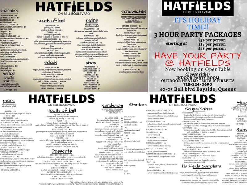 Hatfields Menu