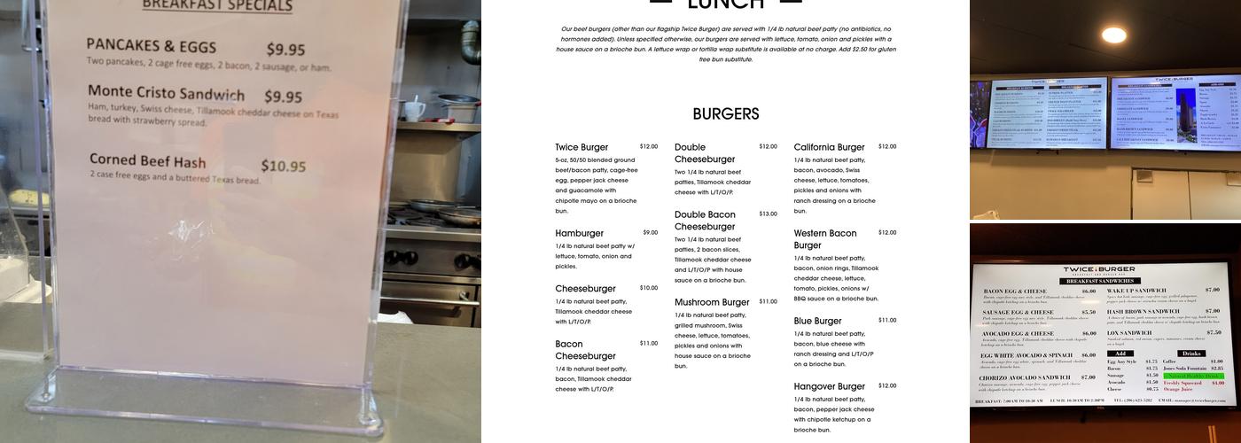 Twice Burger Menu