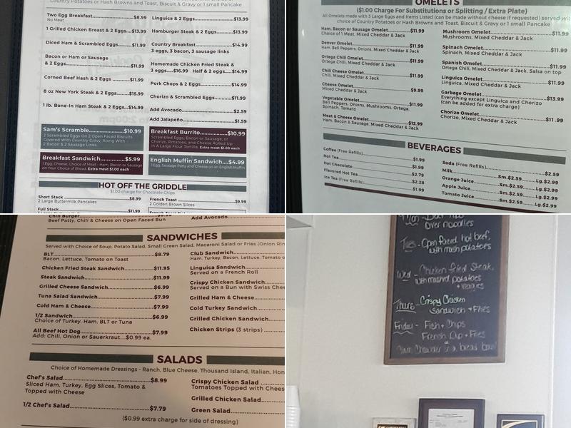 Sam's Cafe Menu
