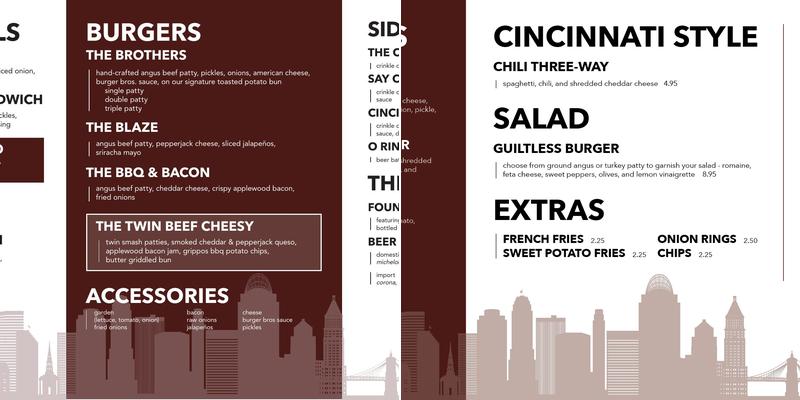 Burger Brothers Menu