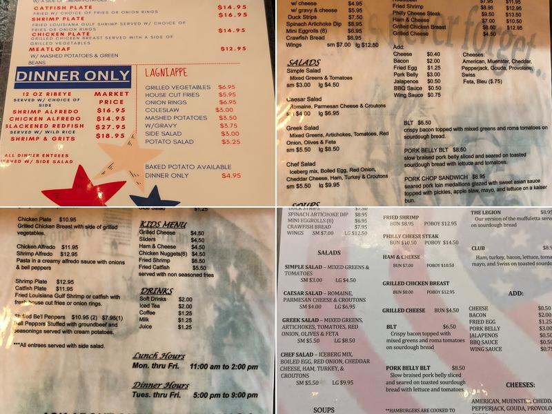 Gina's At the Legion Menu