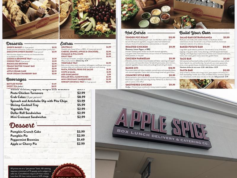 Apple Spice Box Lunch Delivery & Catering Charleston, SC Menu