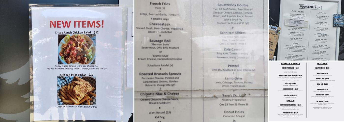 Squatch Box Menu