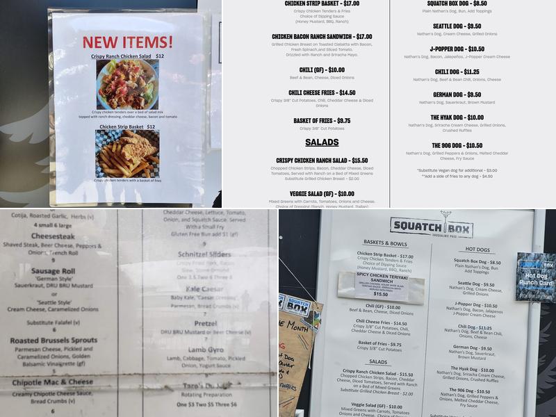 Squatch Box Menu