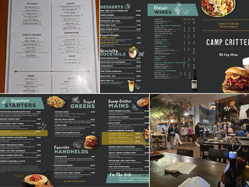 Camp Critter Bar and Grille Menu