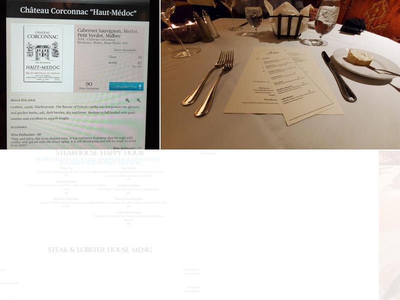 Crystal Bay Steak and Lobster House Menu