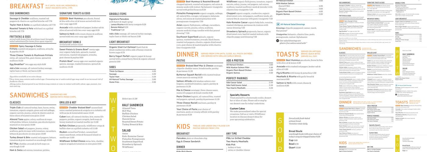 Wildflower Menu
