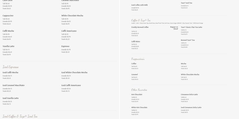 the vine cafe Menu