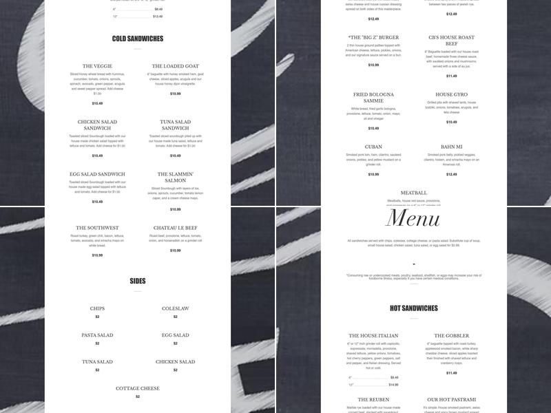 2nd Deli & Spirits Menu