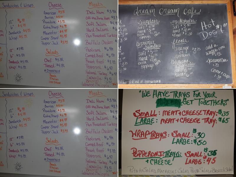 Dream Cream Cafe Menu