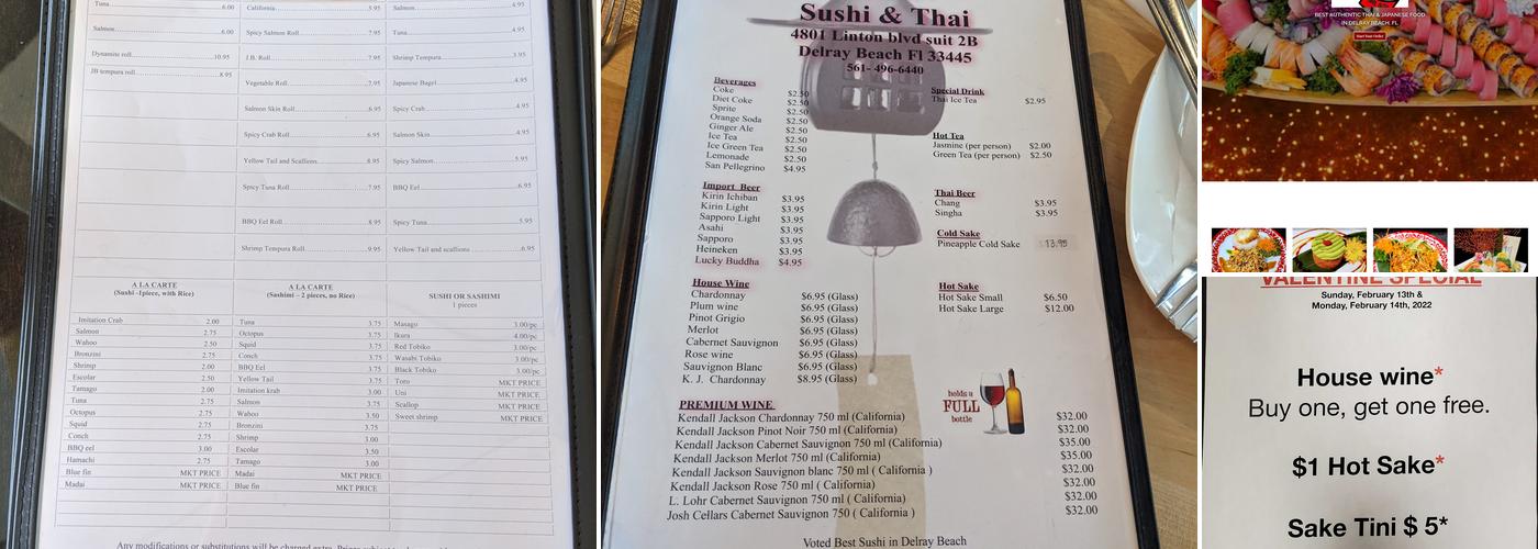 Furin sushi and thai Menu