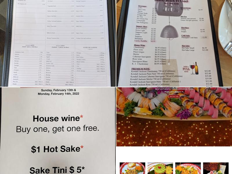 Furin sushi and thai Menu