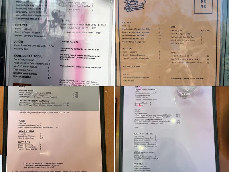 Funky Elephant Berkeley Menu
