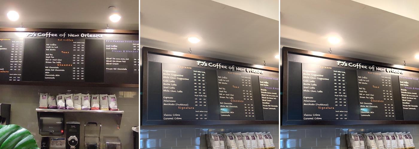 PJ's Coffee Menu