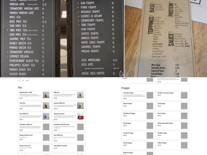 Matcha Menu