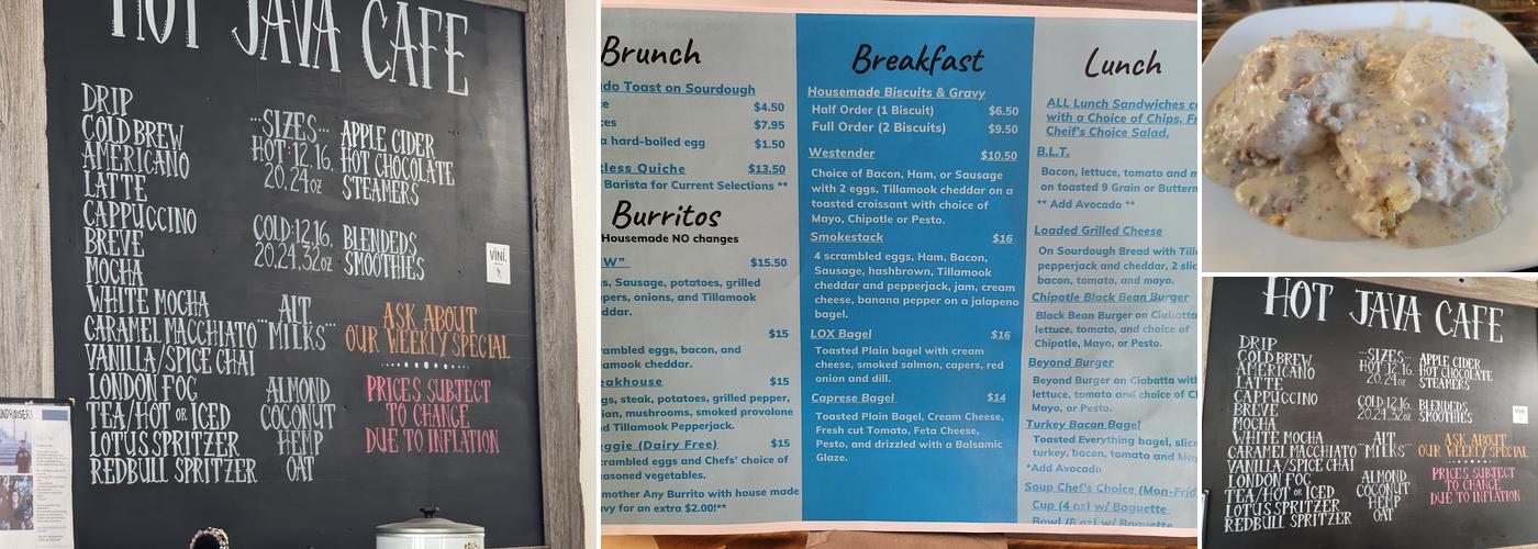 Hot Java Cafe, Drive Thru Menu