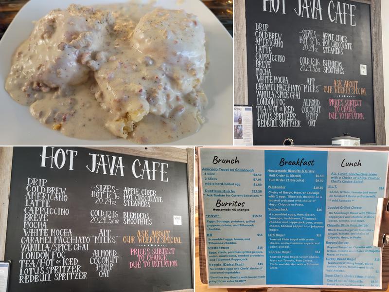 Hot Java Cafe, Drive Thru Menu