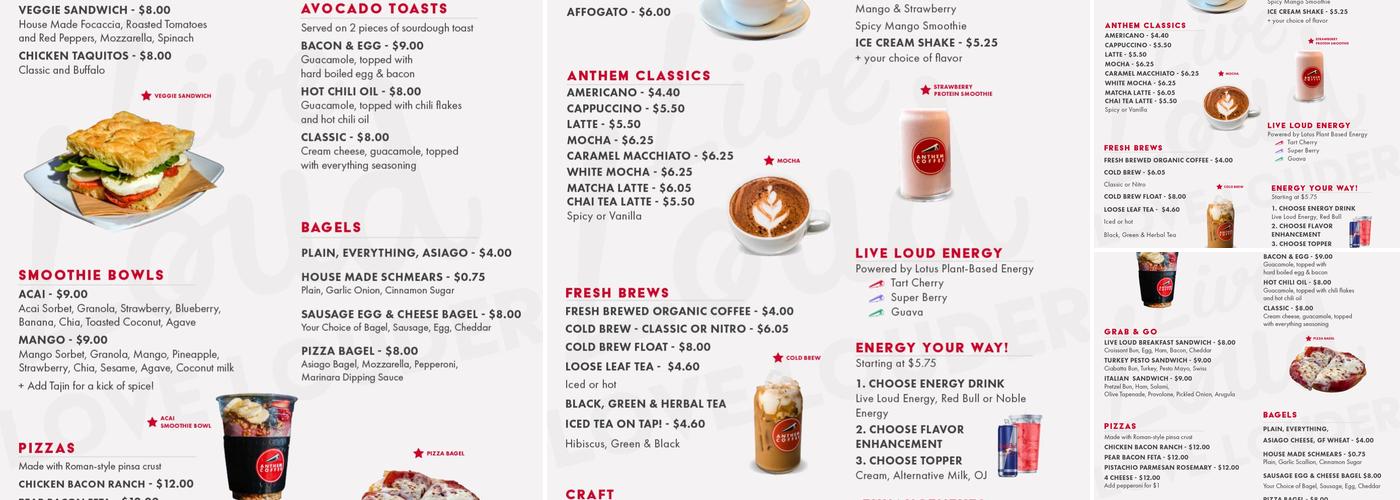 Anthem Coffee & Tea | Point Ruston Menu