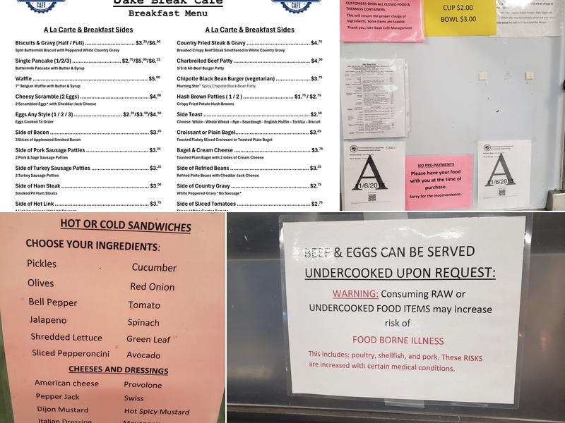 Jake Brake Caffe Menu