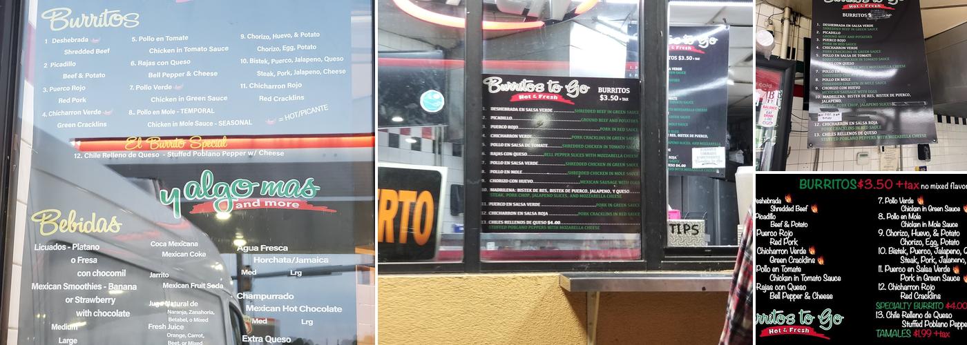 Burritos to Go Menu