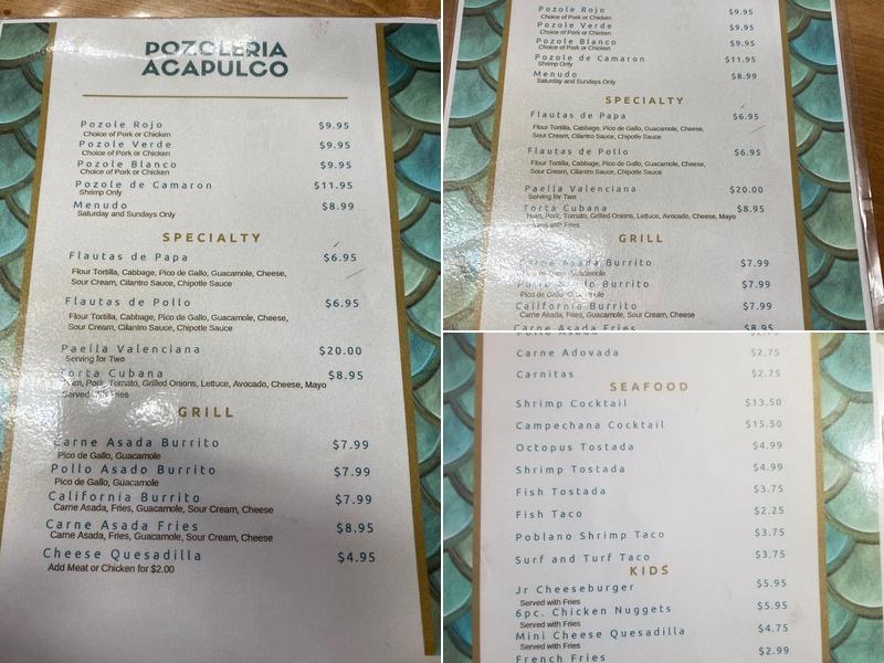 Pozoleria Acapulco Menu
