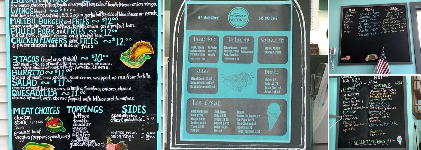 Tacos and Cones Menu