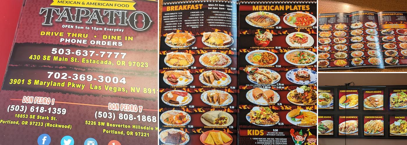 Sol Tapatio Inc Menu