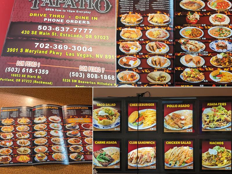 Sol Tapatio Inc Menu