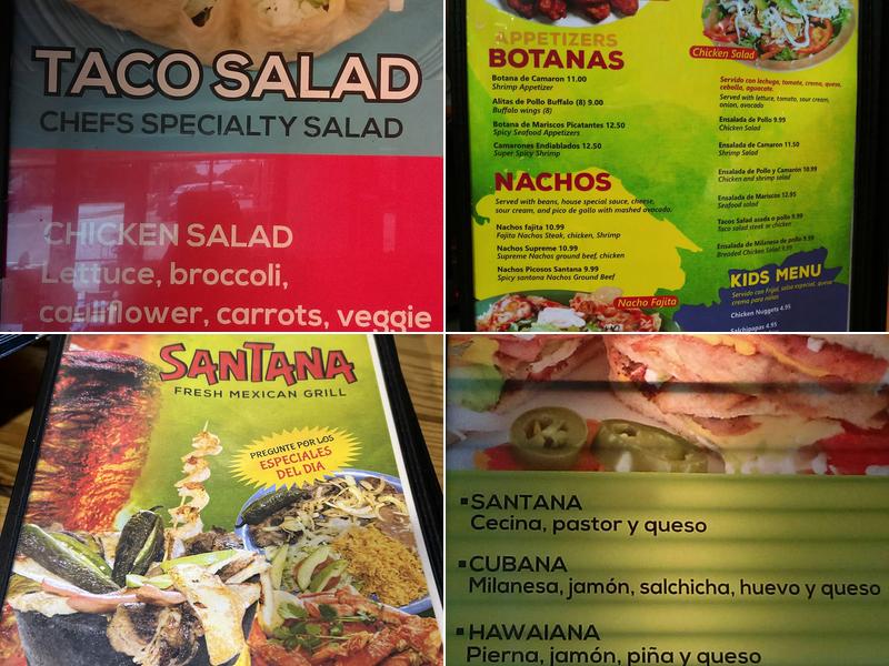 Santana Mexican Grill Menu