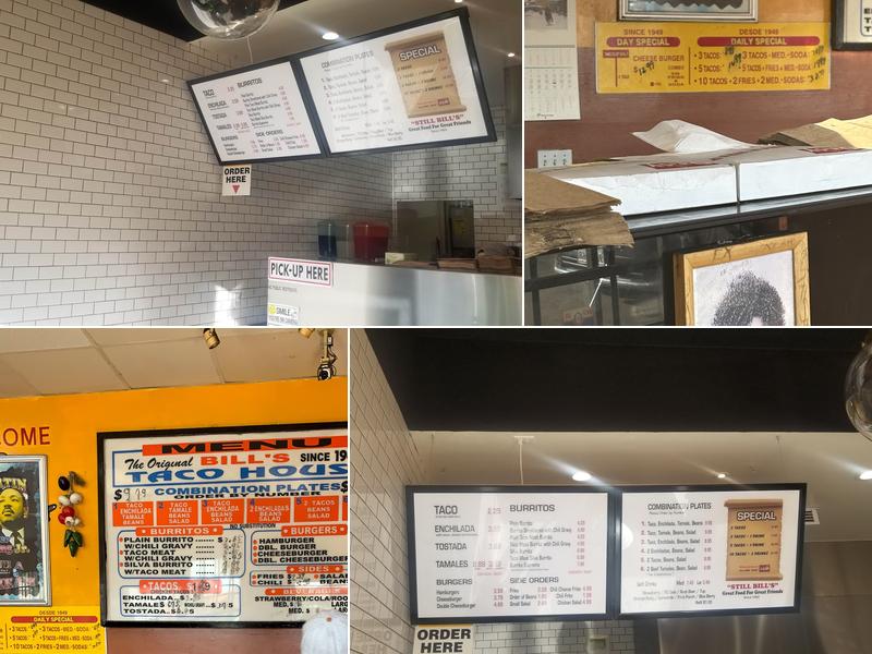 Bill's Taco House Menu