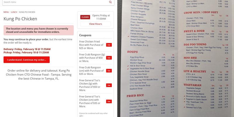 Cyber Takee Outee Menu