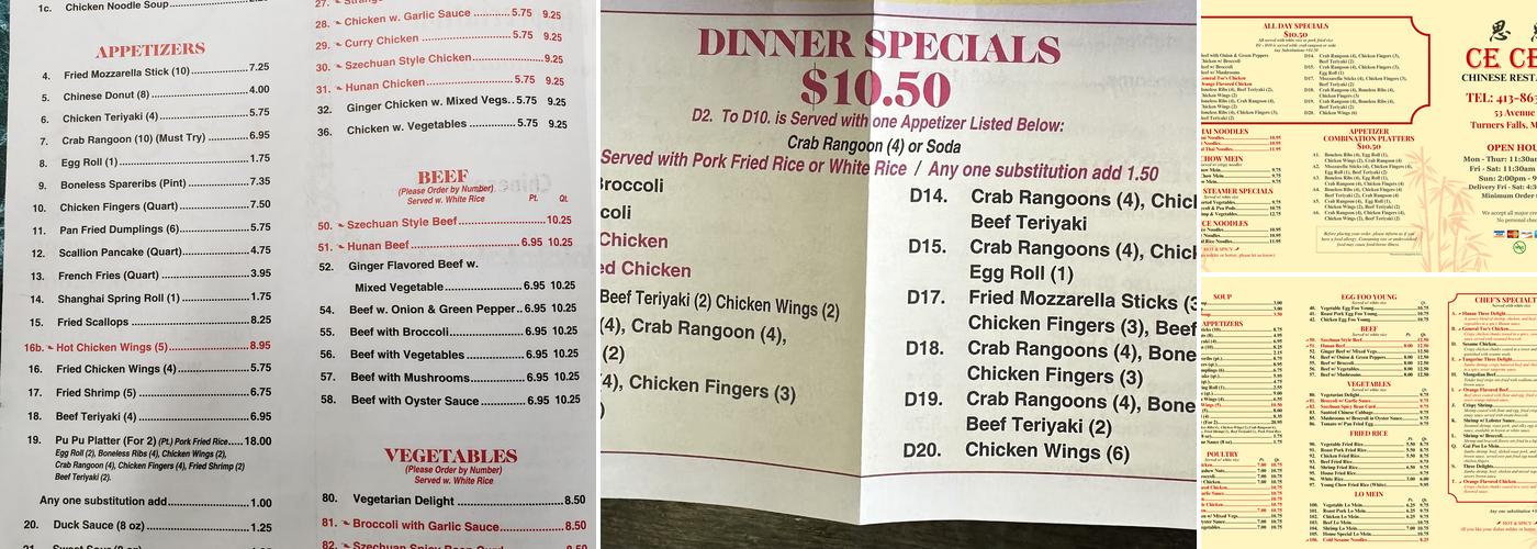 Ce Ce's Menu