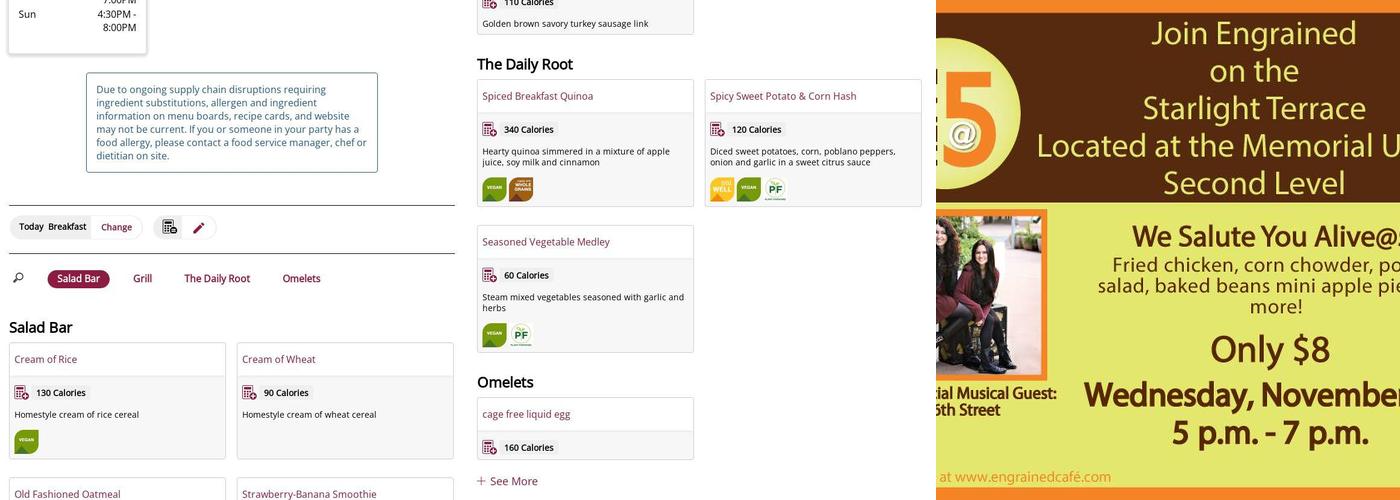 ASU Catering Services Menu