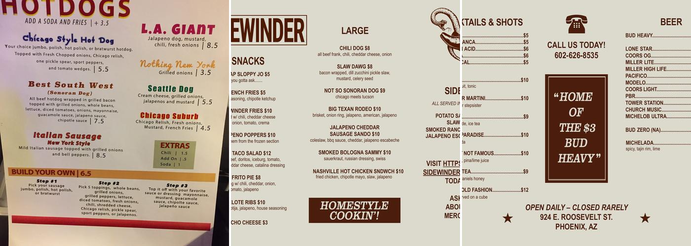 Sidewinder Menu