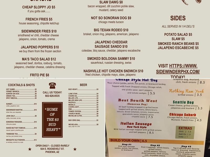Sidewinder Menu