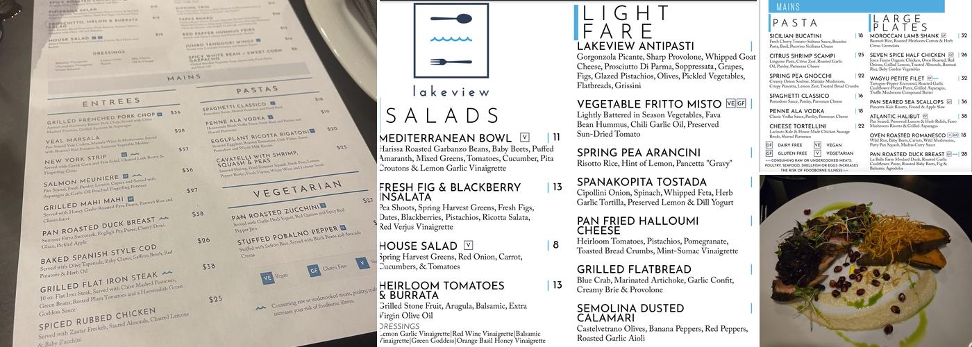 Lakeview Menu