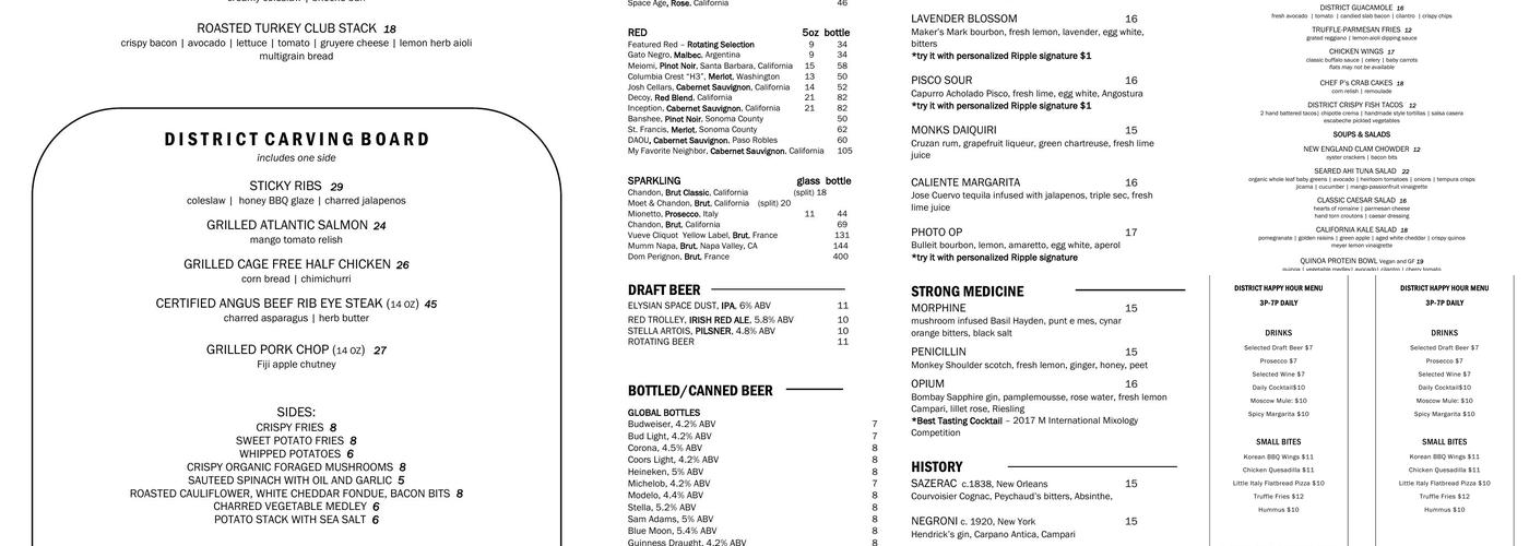 DISTRICT Menu