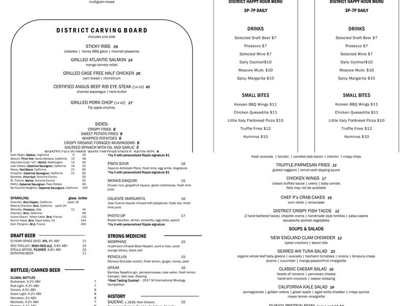 DISTRICT Menu
