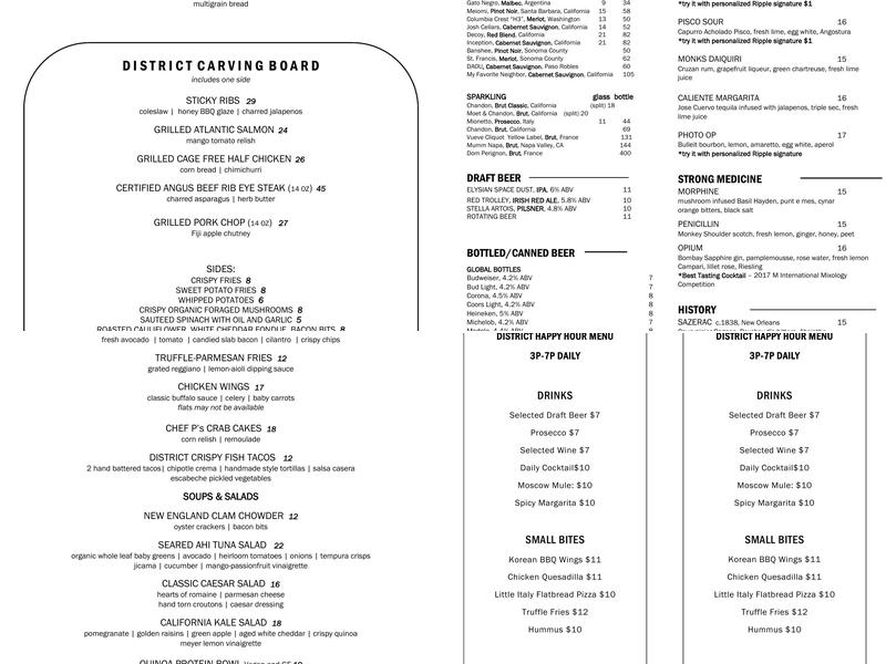 DISTRICT Menu