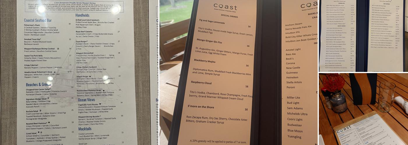 Coast Menu