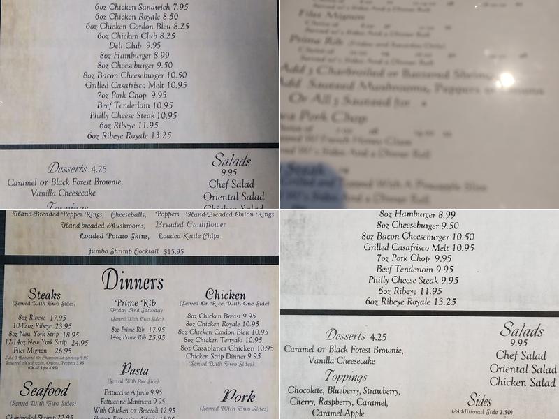 Casablanca Steak House Menu