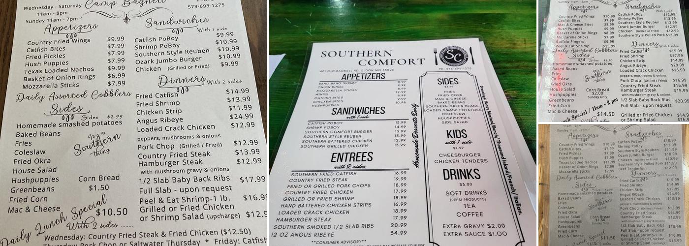 Camp Bagnell Pub and Grub Menu