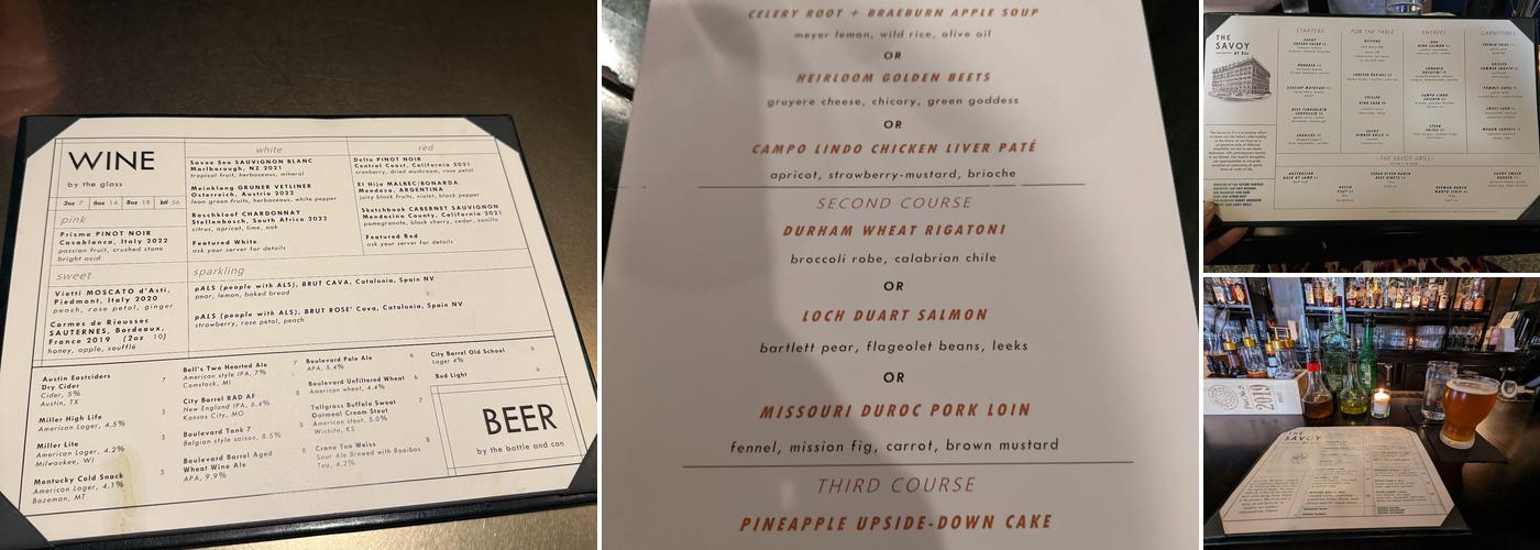 The Savoy at 21c Menu