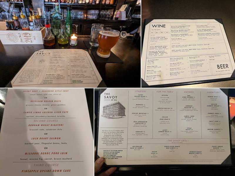 The Savoy at 21c Menu