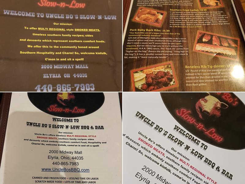 Uncle Bo's Slow-N-Low BBQ Menu