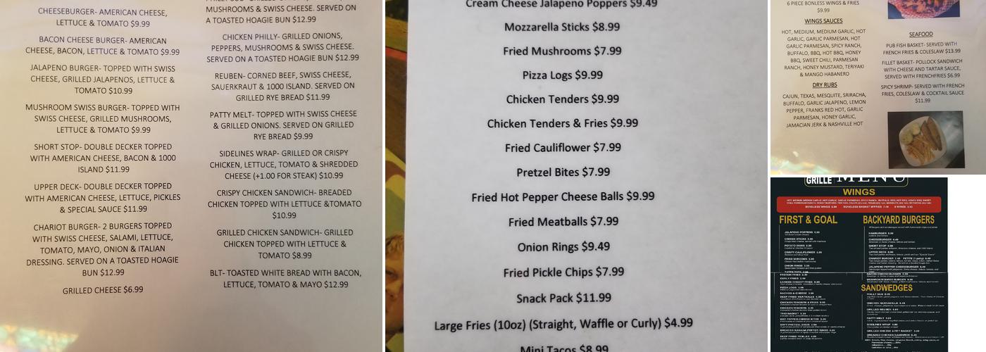 Sidelines Sports Grille Menu